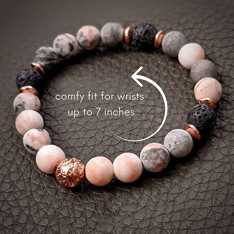 Men's Volcanic Stone Bracelet Natural Stone Black Line Red Vein Bracelet Blue Dot White Pine Elastic Beaded Pink Zebra Bracelet