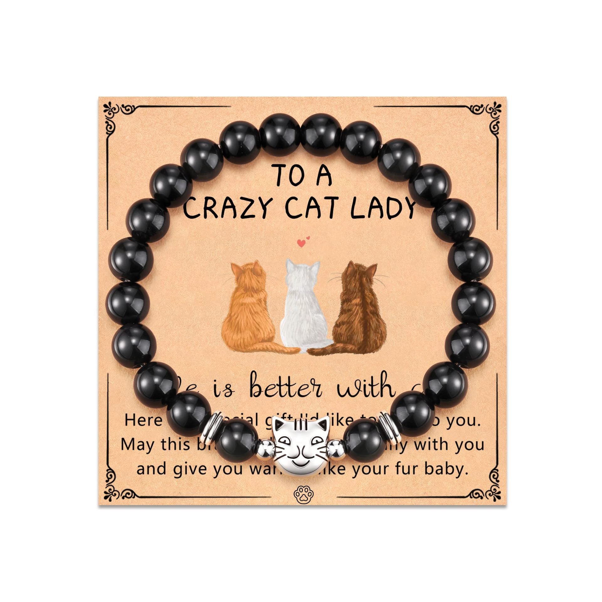 New Couple Bracelet for Women Obsidian Jewelry Versatile High-end Natural Stone Accessories Men's Cat Head Bracelet