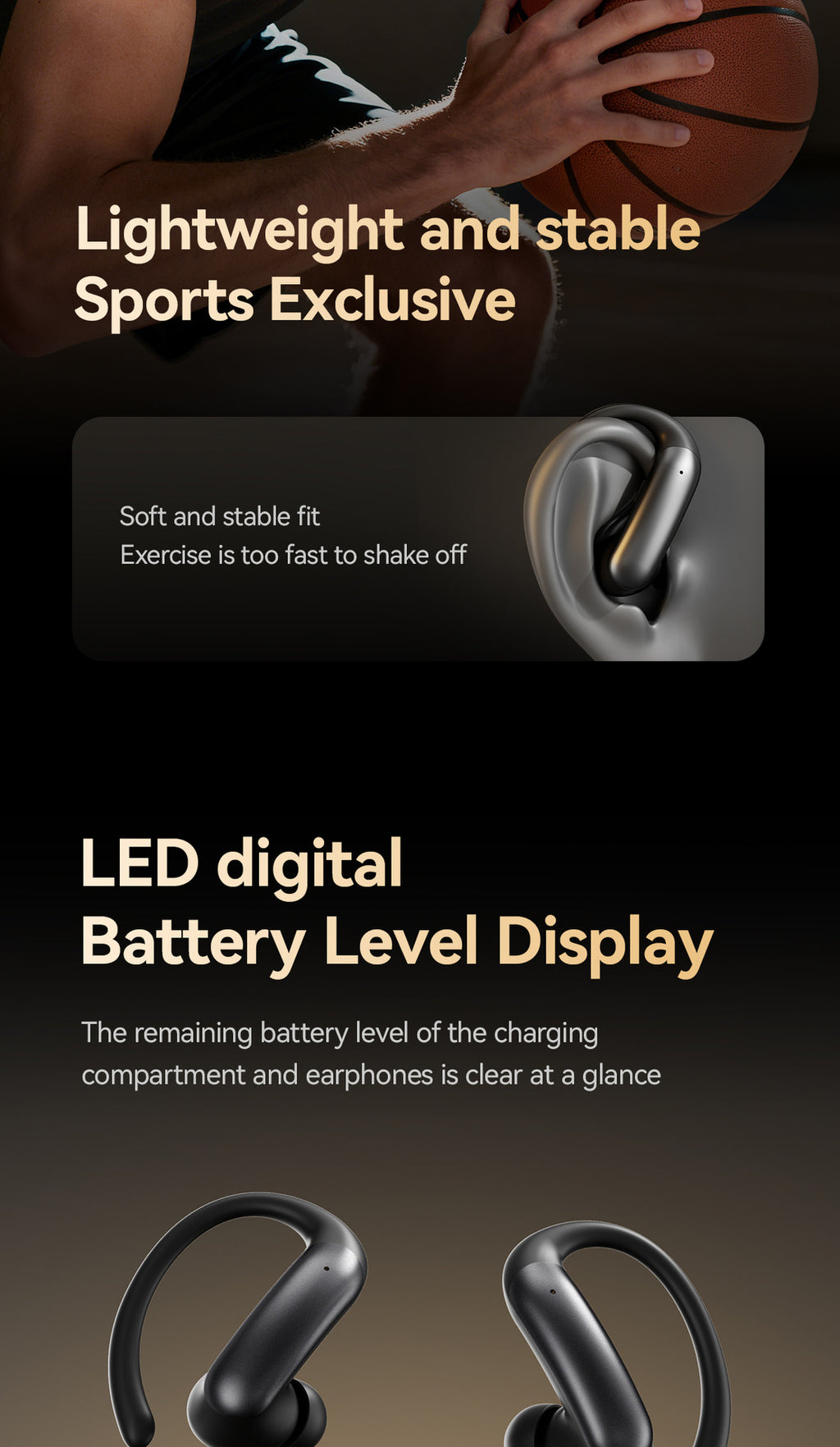 New M145Long Battery Life Ear-Hook and In-Ear Headphones Private Model Low Latency Wireless Bluetooth Earphones