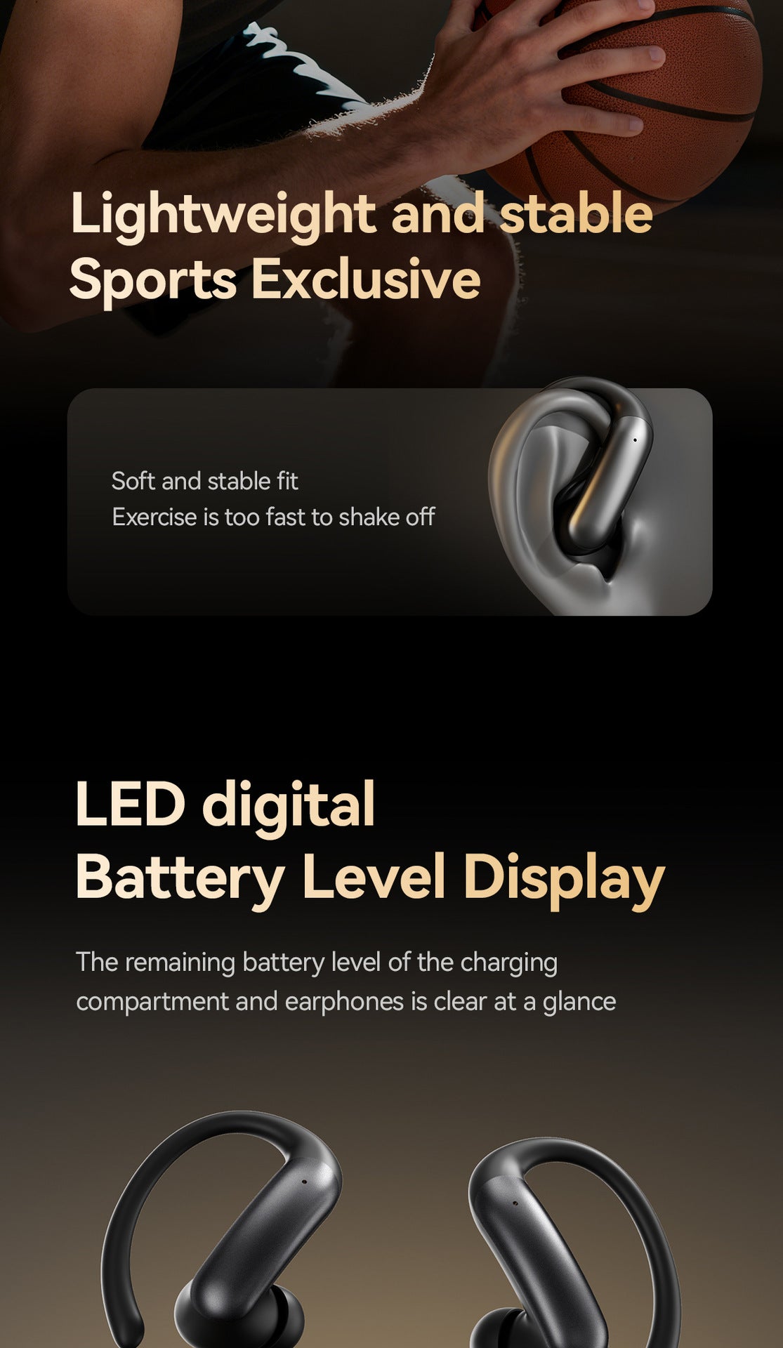 New M145Long Battery Life Ear-Hook and In-Ear Headphones Private Model Low Latency Wireless Bluetooth Earphones