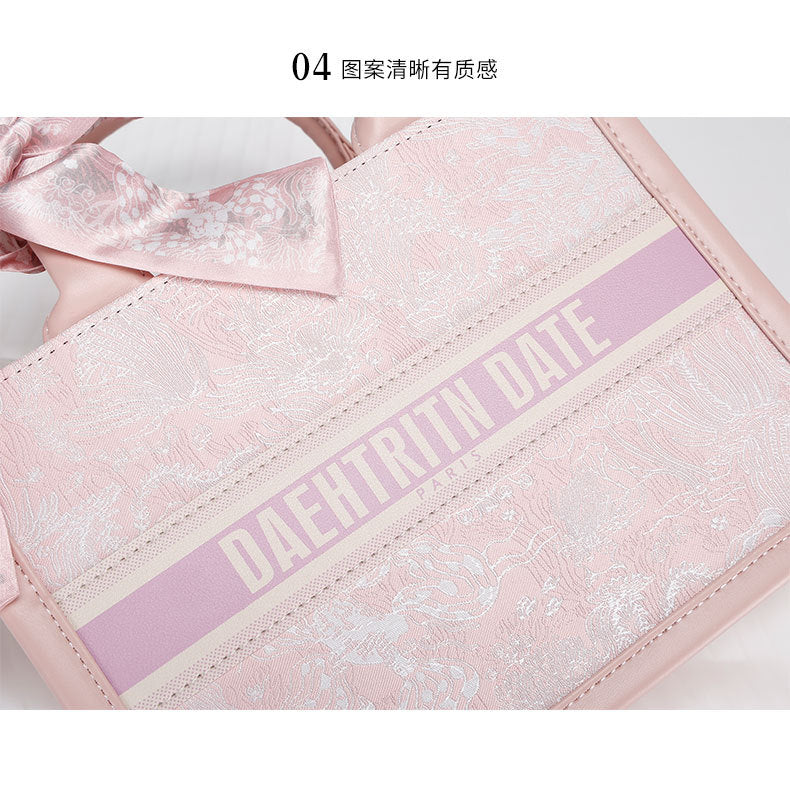 This Year's Trendy Handbag Large Capacity Embroidered Tote Bag for Women Trendy Texture Niche Commuter Handbag