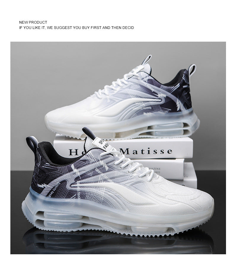 Men's Sports Shoes Spring and Autumn Ice Silk Hot Style Air Cushion Shock Absorption Trendy Men's Shoes Youth Running Shoes Student Casual Running Shoes