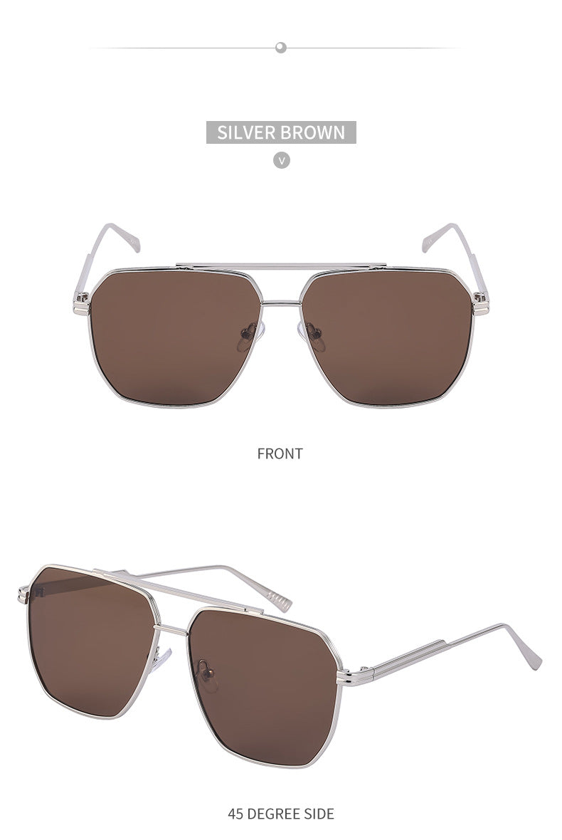 Men's Retro Double Bridge Sunglasses shades Europe and America ins Large Frame Sunglasses for Men Trendy Outdoor Cycling Glasses Wholesale