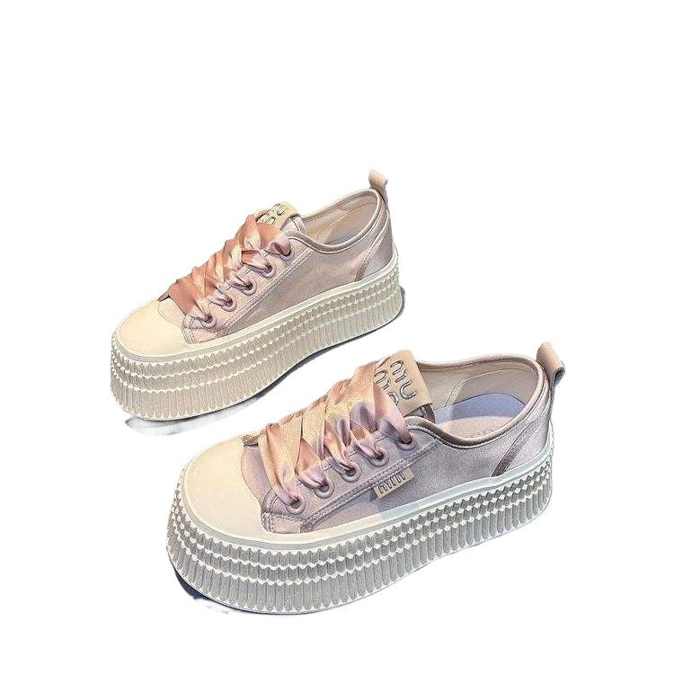 Thick Sole Biscuit White Sneakers for Women2025Versatile Student ins Fashionable Sports Casual Sneakers