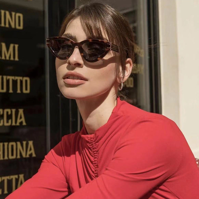 New European and American style personality cat-eye UV protection sunglasses for women ins Small Frame Sunglasses Eyewear Trendy Wholesale
