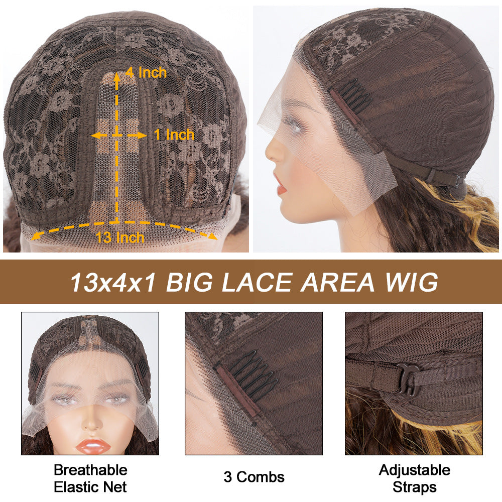 Cross-Border Hot-Selling Forehead Lace Hand-Crocheted Long Curly Wig Hairpiece Lace Front Curly Wig