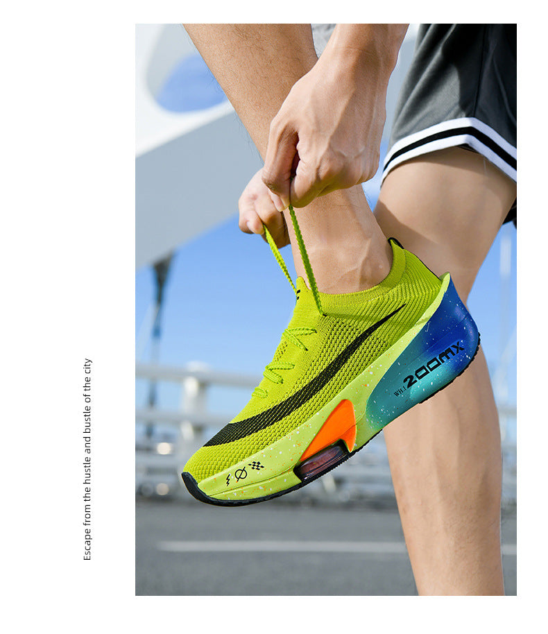 2025Autumn New High Elastic Double Mesh Breathable Sports Shoes Air Cushion Shock Absorption Full Palm Carbon Plate Couple Racing Running Shoes