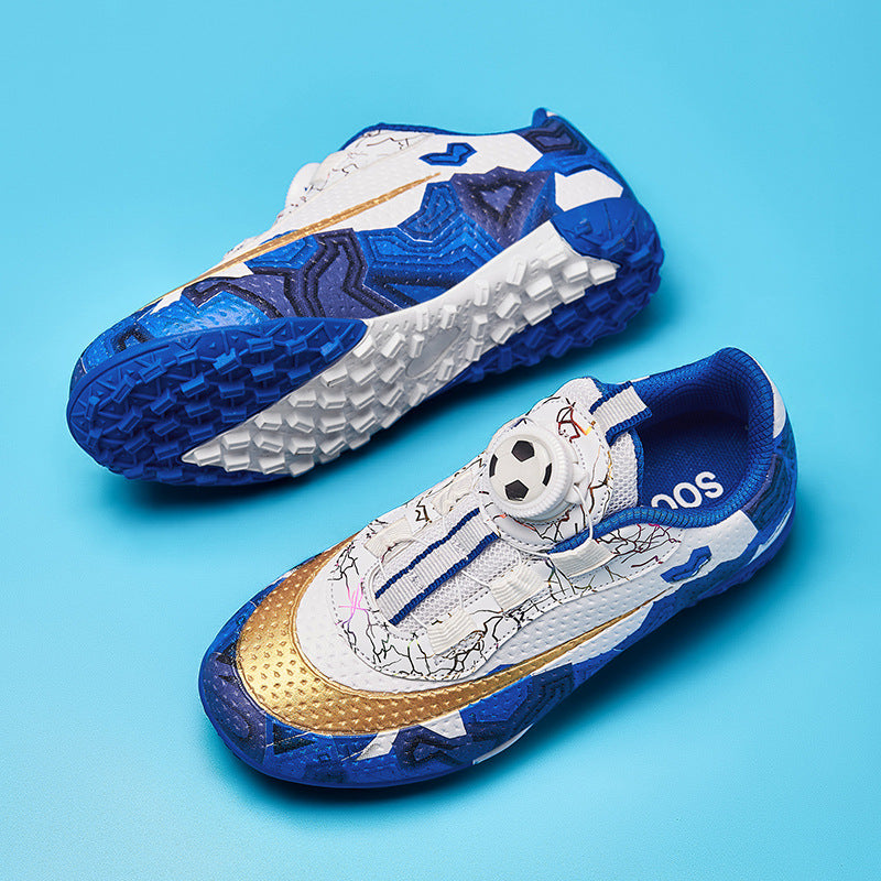 New Children's Rotating Buckle Broken Nail Training Football Shoes Girls Boys Primary School Students Competition Training Sneakers