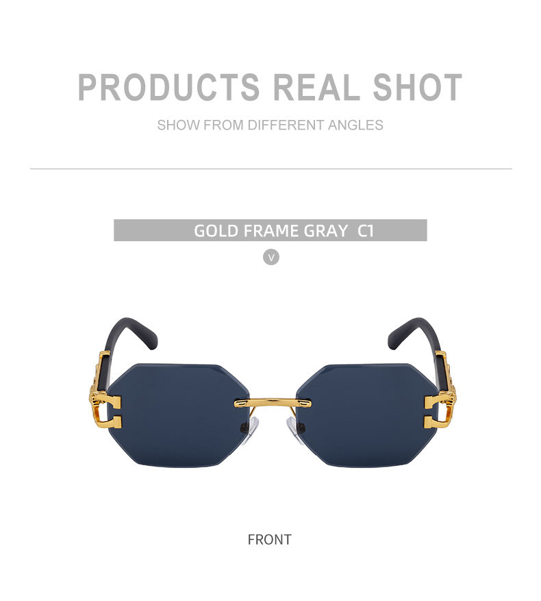 Vintage Imitation Wood Grain Leopard Temple Sunglasses Men's Square Frame Cut Edge Driving Sunglasses Wholesale shades