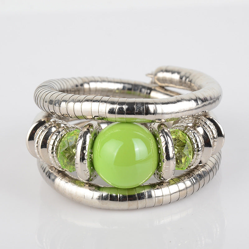 European and American Fashion Brand Bracelet for Women, High-End Ethnic Style, Simple Layered Multi-Color Three-Circle Wrap Bracelet