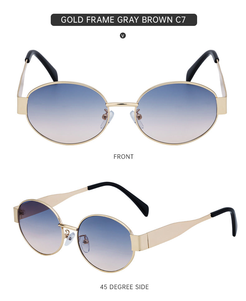 New European and American Fashion Oval Frame Sunglasses for Women High-end Sunglasses for Women Trendy Sunscreen Wholesale sunglass