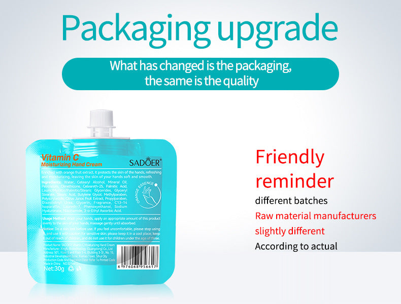 Full English Plant-Based Hand Cream in Sachet SADOER Avocado Aloe Vera Moisturizing Refreshing  Wholesale