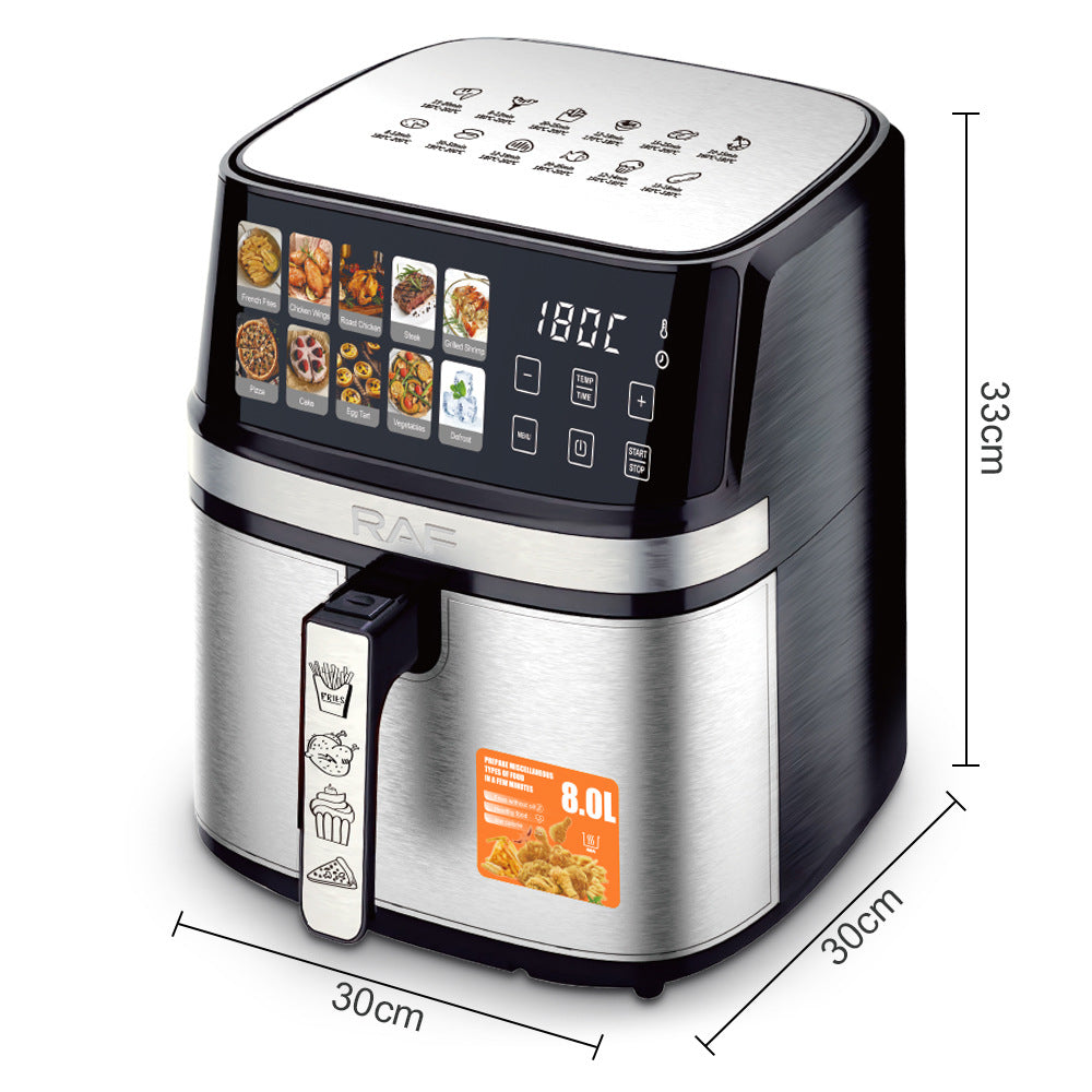 RAF European Standard8L Multifunctional Household Electric Fryer Visual Intelligent Touch Screen Oil-free Air Fryer Large Capacity