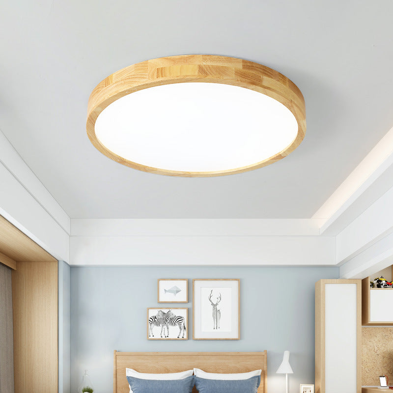 Log LED Ceiling Light Simple Modern Living Room Master Bedroom Dining Room Study Balcony Elegant Solid Wood Japanese Style Lighting