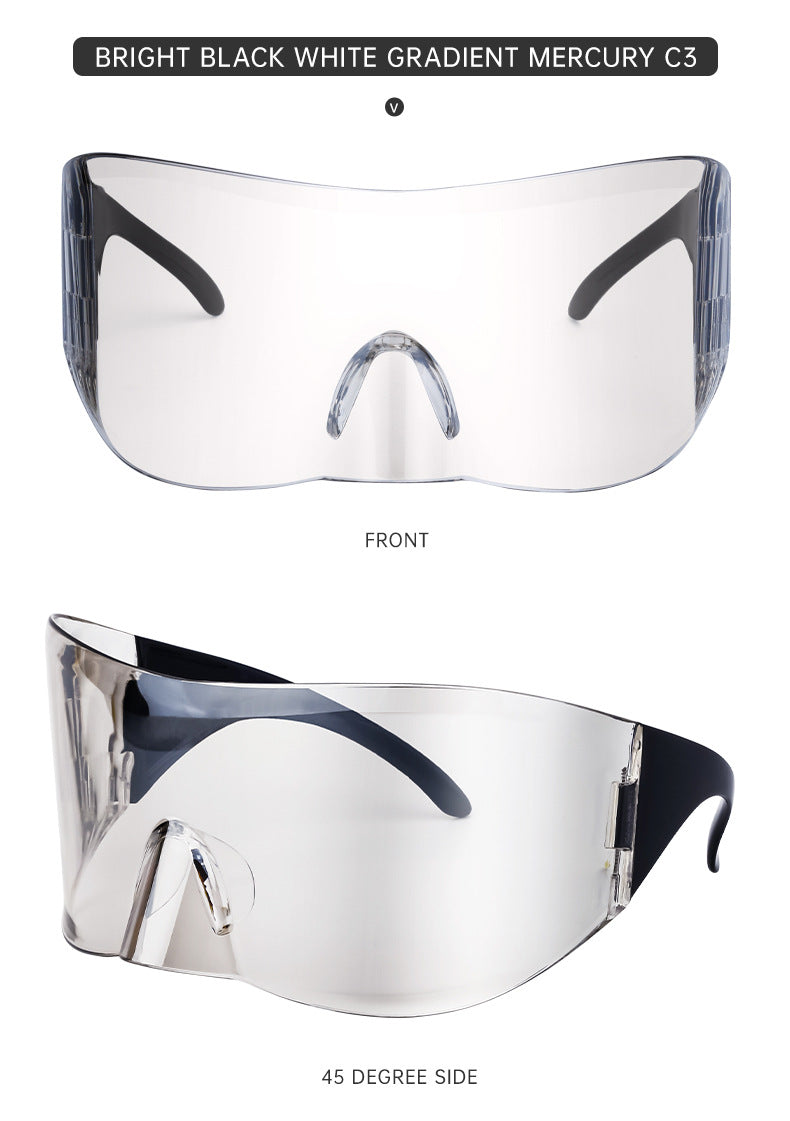 Outdoor Cycling Mercury Sunglasses for Women, European and American Style, Large Frame, Sun Protection Sunglasses for Men, Sports Windproof Glasses shades