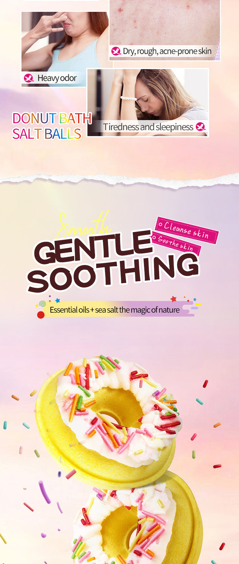 Full English Macaron Donut Bath Salt Ball SADOER Clean Body Bath Salts  Wholesale