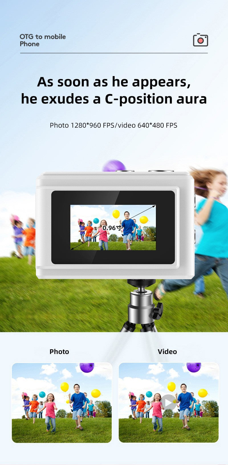 New0.96Inch Mini1080P High Definition Portable Card CCD Digital Camera Student Campus Travel