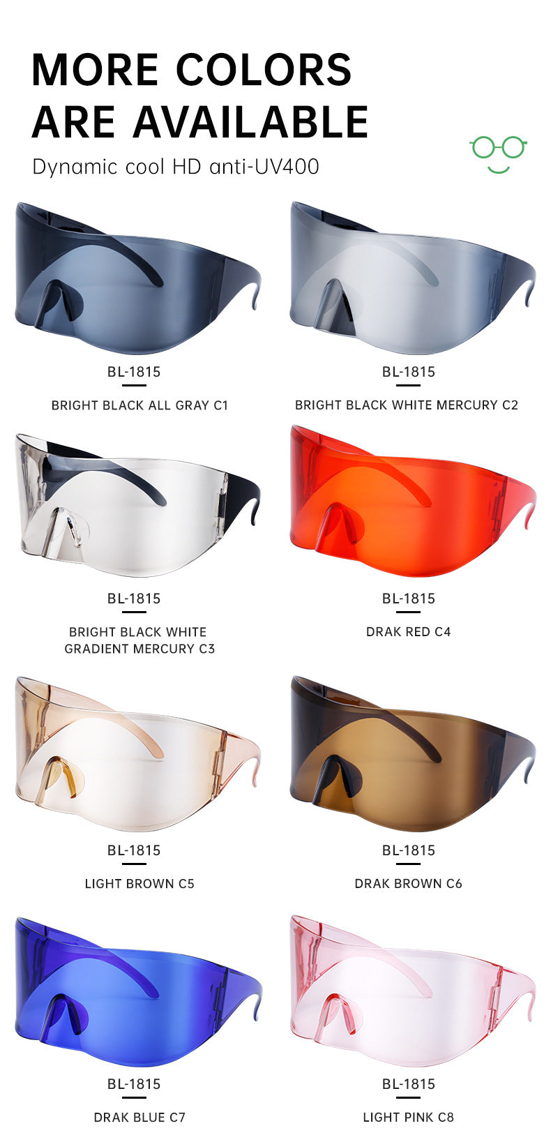 Outdoor Cycling Mercury Sunglasses for Women, European and American Style, Large Frame, Sun Protection Sunglasses for Men, Sports Windproof Glasses shades