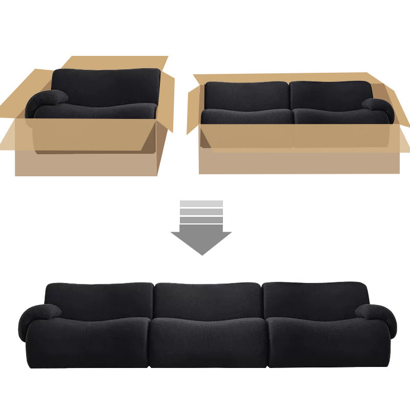 Vacuum Compressed Sofa Second-Hand Modular Combination Small Apartment Wabi-Sabi Style Living Room Designer Lamb Wool Fabric Sofa