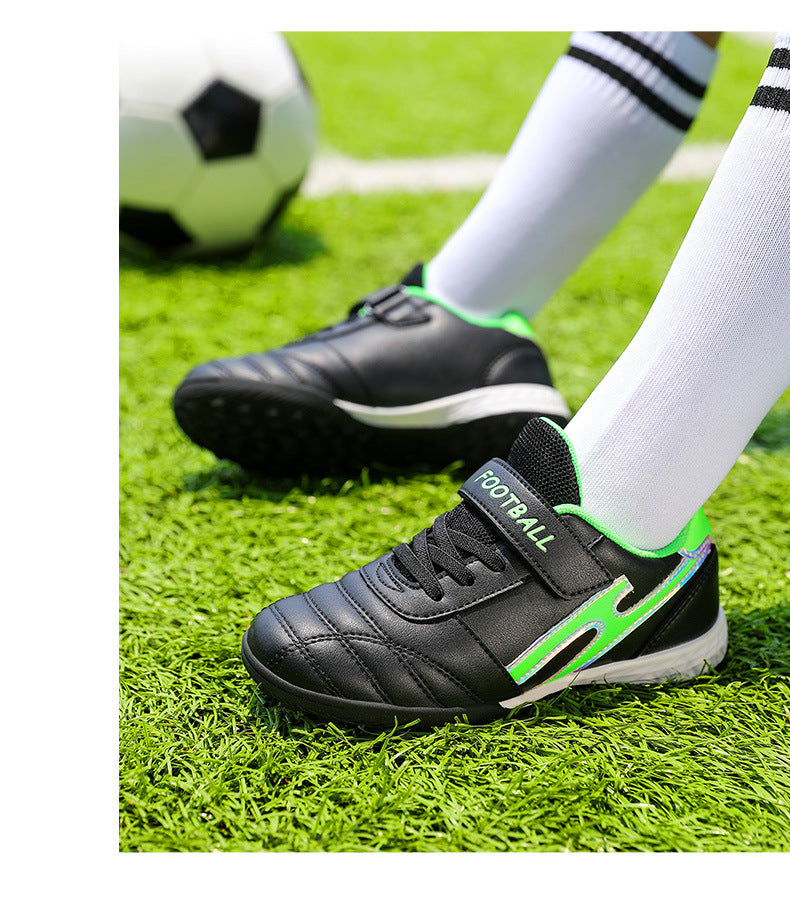 New football shoes for men and women with Velcro for children TF Broken Nail Style Youth Student Grassland Flat Training Shoes