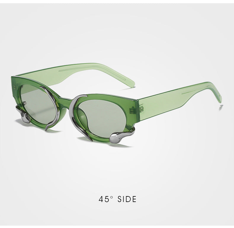 gm Same Style Women's Sunglasses Snake Small Frame Sunglasses High-End Steampunk Cat Eye Glasses shades