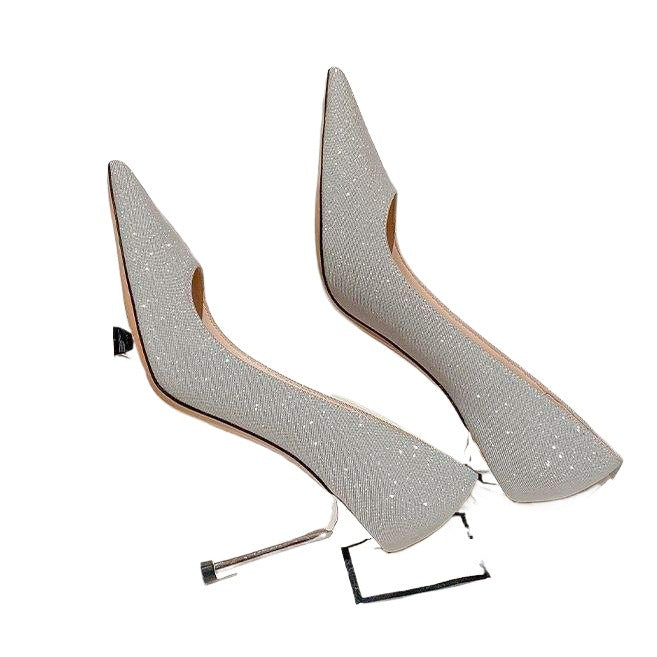 Main Wedding Dress silver High Heel Wedding Shoes for Women Thin Heel2025New Year's New Bride Xiuhe Dress Two-Wear Can Be Worn Daily