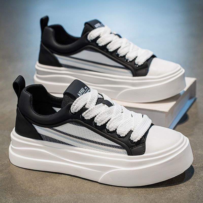 2025Spring Mesh Breathable Flyknit Non-Slip Black Casual Sneakers Men's Trendy Versatile Shoes