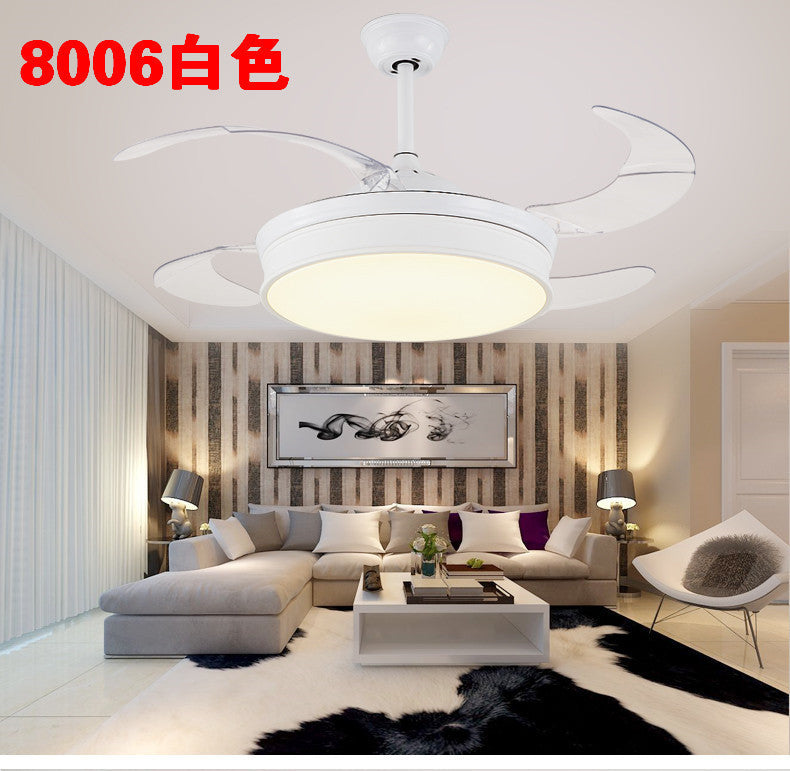 Invisible Fan Light Remote Control led Fan Chandelier Home Electric Fan Lamp scandinavian Iron Restaurant Lamp Crystal Ceiling Fan Lamp
