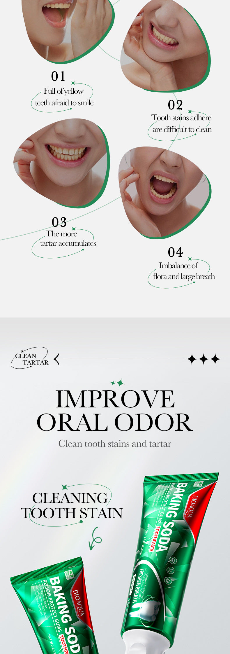 All English Toothpaste100g BIOAOUA Baking Soda Gum Care Niacinamide Fresh  Wholesale