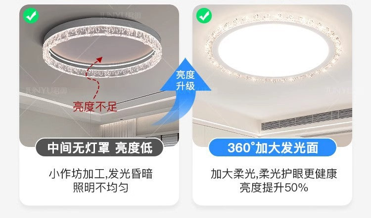 Light Luxury Living Room Ceiling Lamp New Crystal Lamp Cream Style High-end Bedroom Main Lamp Round Shape led Eye Protection Lighting