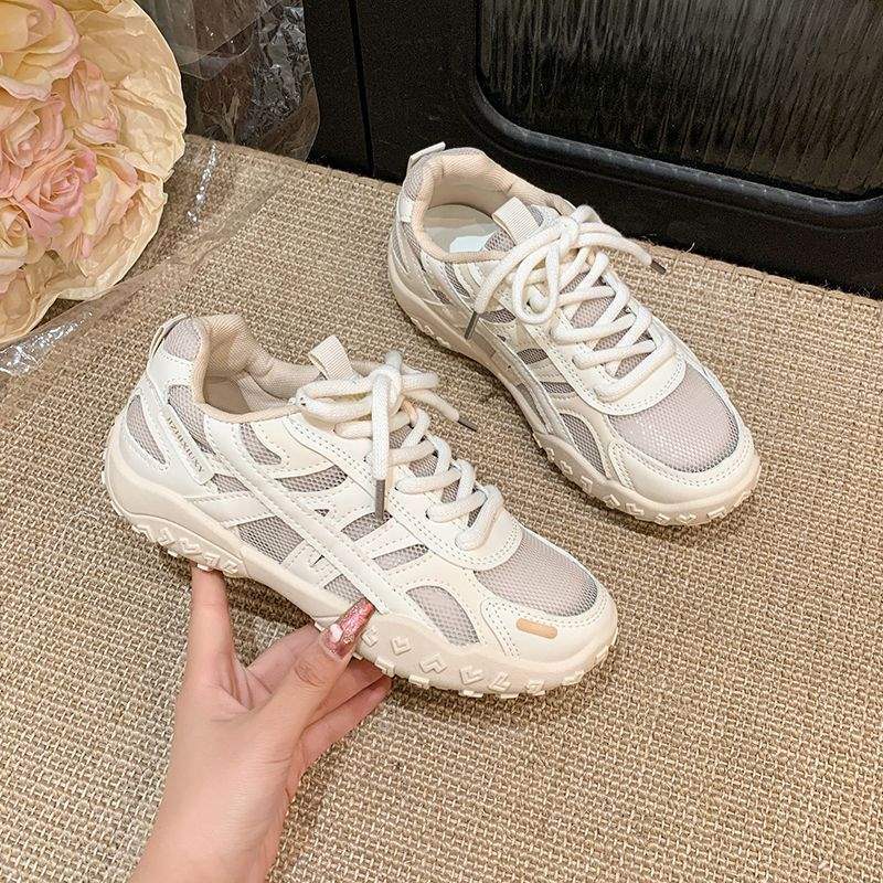 Ultra Soft Sole Korean Style Mesh Inner Height Increase German Training Shoes for Women2025Summer Style Double Shoelaces Slimming Sneakers