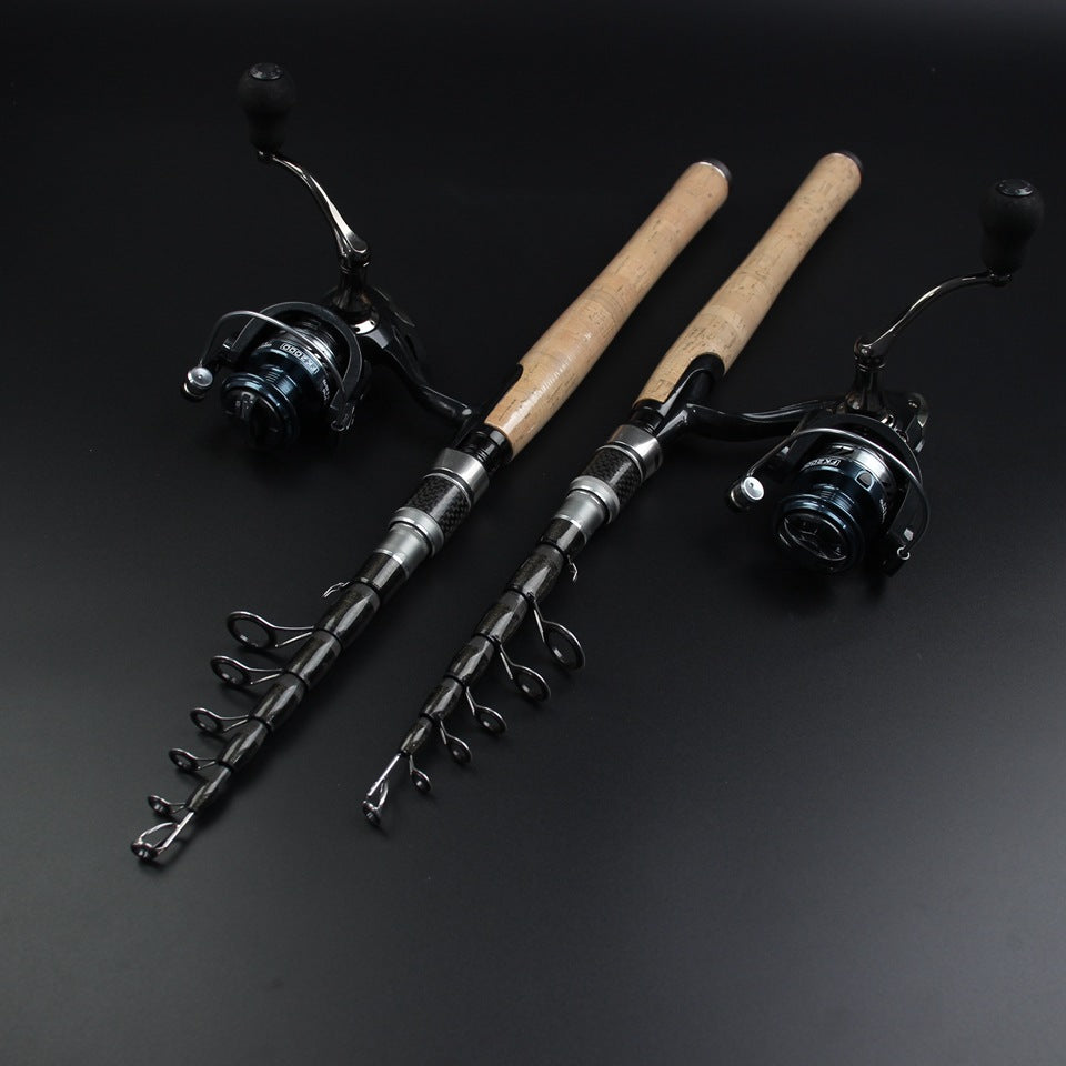 Portable Sea Rod Set with Wooden Handle, Fishing Reel, Telescopic Lure Rod, Fishing Gear, Wholesale from Fishing Rod Manufacturer
