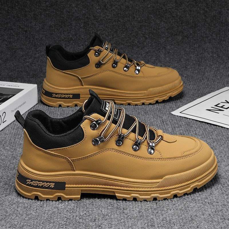 Men's Shoes2025Spring New Thick-Soled Height-Increasing Versatile Retro Low-Cut Martin Boots Men's Outdoor Hiking Mountaineering Shoes