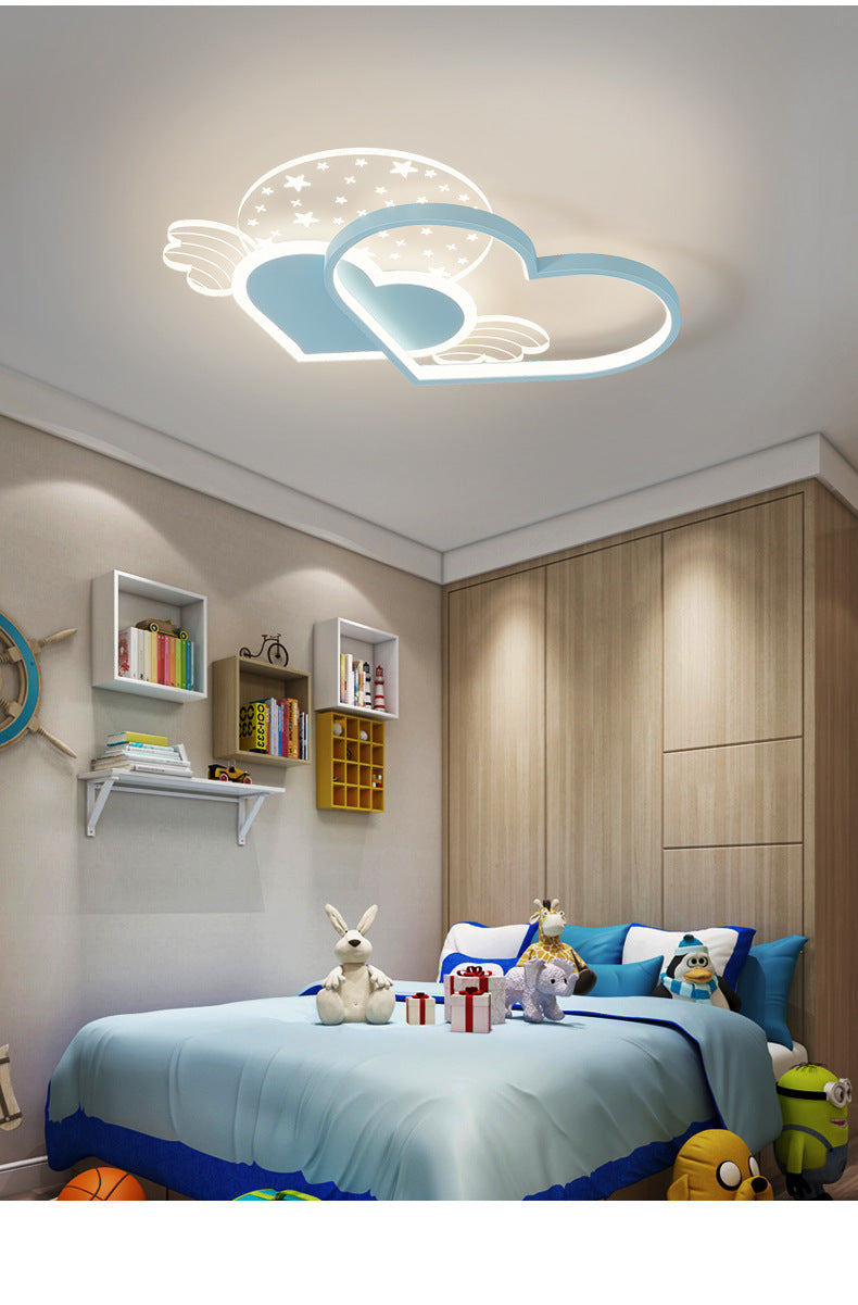 Cozy Eye Protection Bedroom Lamp led Simple Ceiling Light for Boys and Girls Princess Room Bedroom Creative Double Heart Lamp
