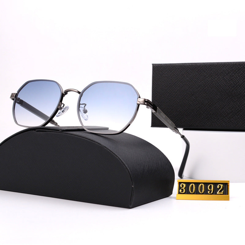 New P Home Polygonal Metal Sunglasses 30092Fashionable Trendy Metal Hexagonal Frame
