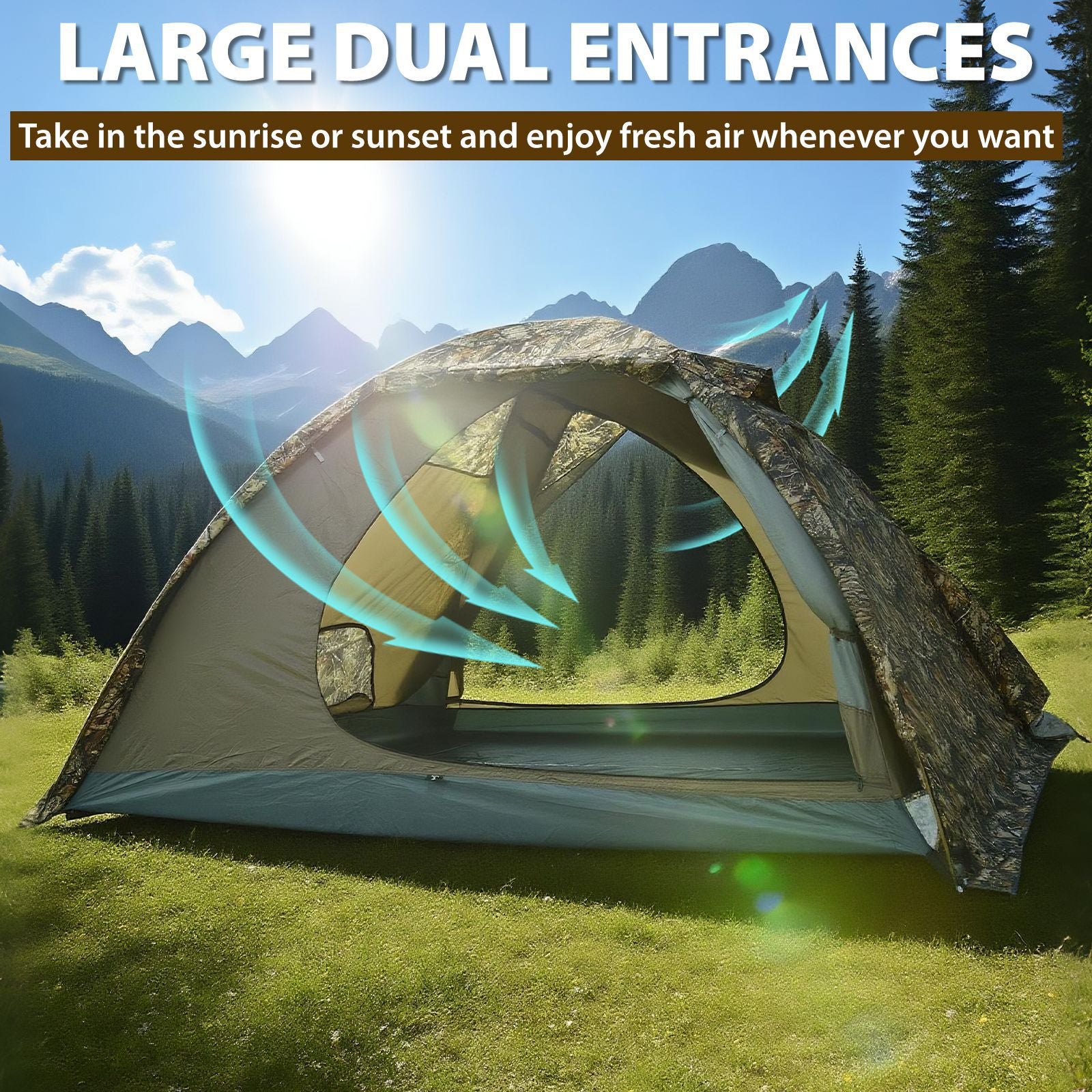 Jituo Camping Tent Canopy3-4Double-layer Winter and Summer Dual-use Tent Portable Four-season Tent Outdoor Rainproof