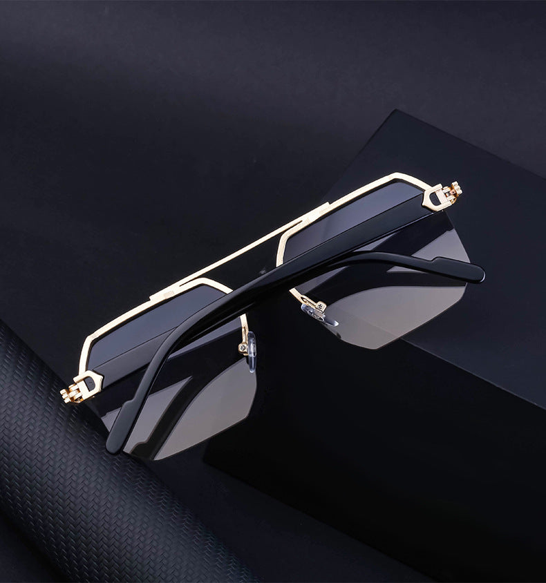 2025New style sunglasses with a high-end feel, European and American half-frame glasses, fashionable sunglasses for women with UV protection sunglasses