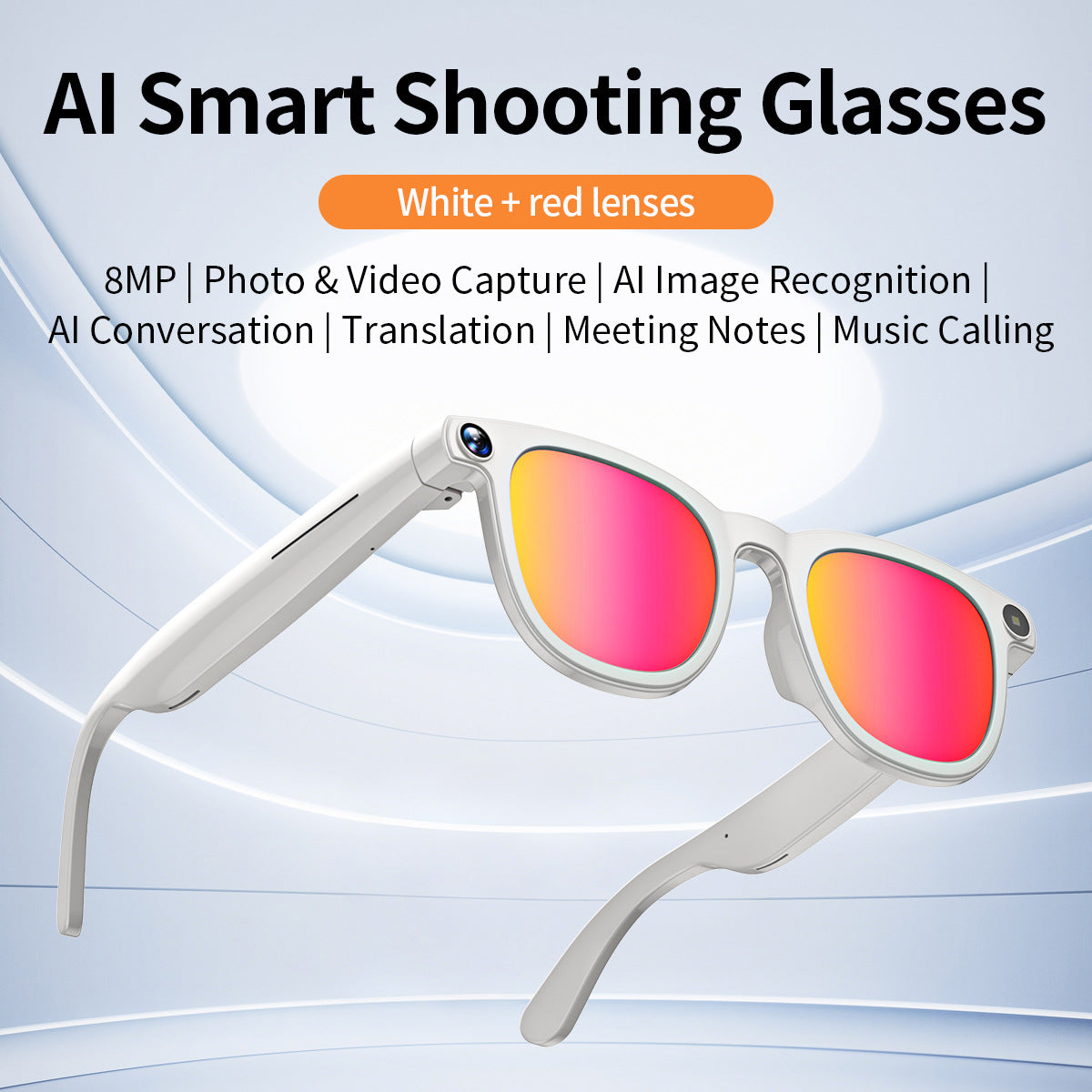 V3Smart Glasses800100 Megapixel Camera AI Translation Character Recognition Anti-Shake1200P Video Recording Audio Recording