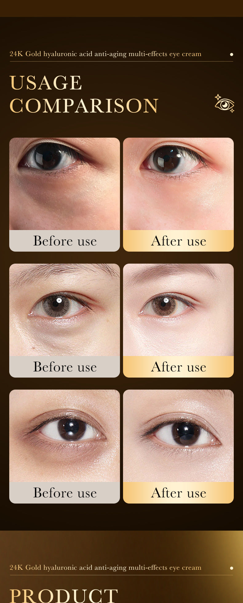 24K Gold Eye Cream ZOZU Hyaluronic Acid Improves Dark Circles and Eye Wrinkles  Wholesale