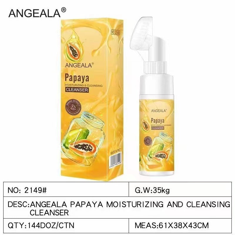 【Exclusive Supply】ANGEALA Green Tea Facial Cleanser Foaming Cleansing Facial Cleanser with Silicone Brush
