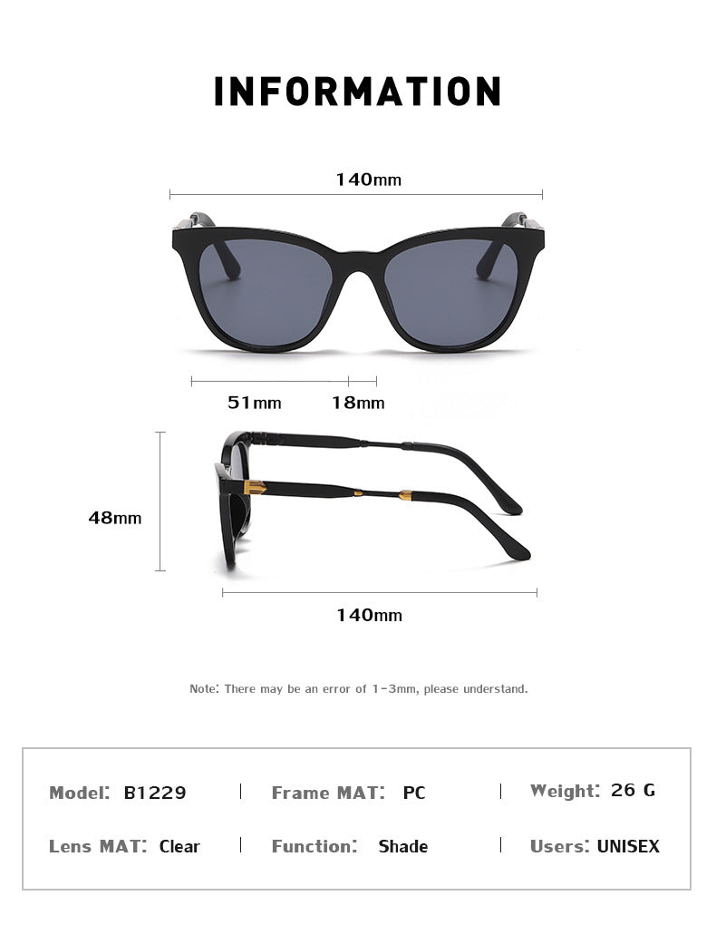 Aluminum-magnesium Spring Mirror Leg Cat Eye Sunglasses Men UV Protection ins Large Frame Sunglasses for Women with High-End Feel
