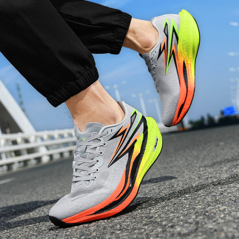 Fashion Four Seasons New Popcorn Carbon Plate Breathable Couple Running Shoes Comfortable Unisex Sports Shoes