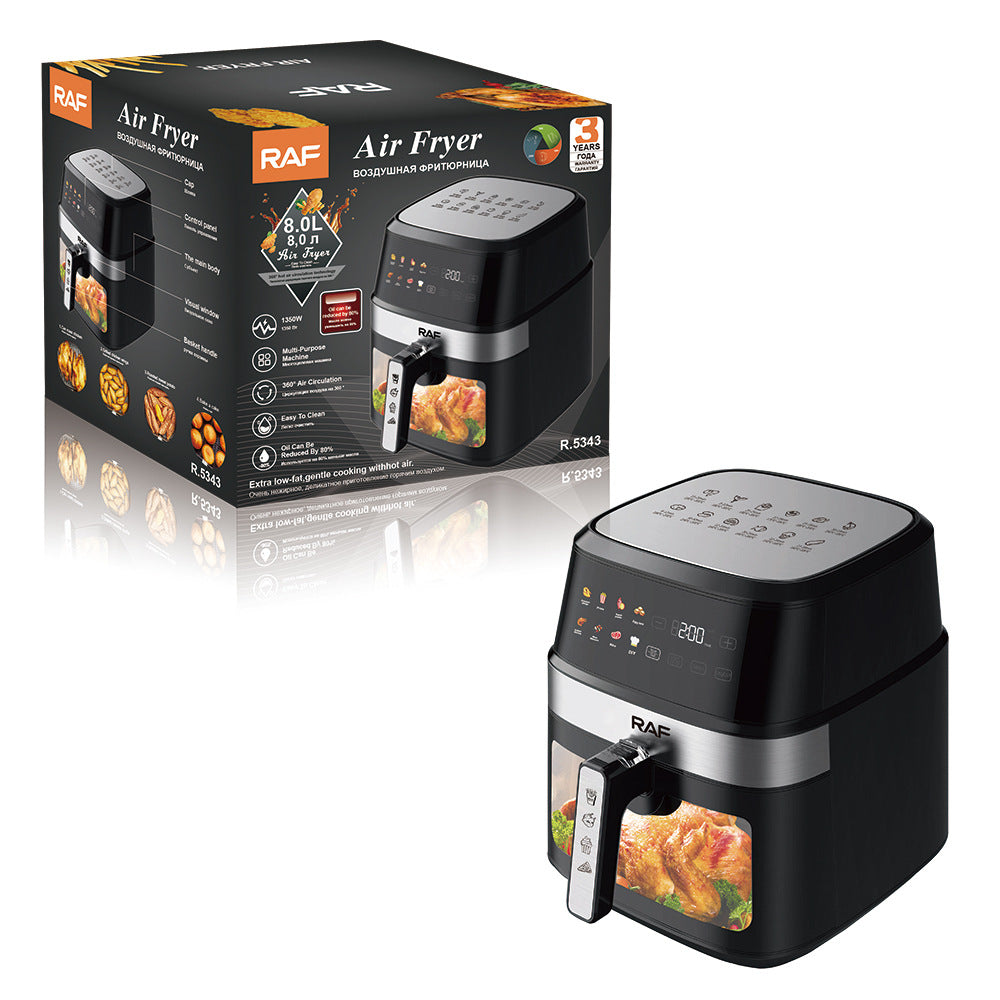 RAF European Standard Large Capacity Air Fryer8L Multifunctional Household Electric Deep Fryer with Visual Intelligent Touchscreen and Oil-Free