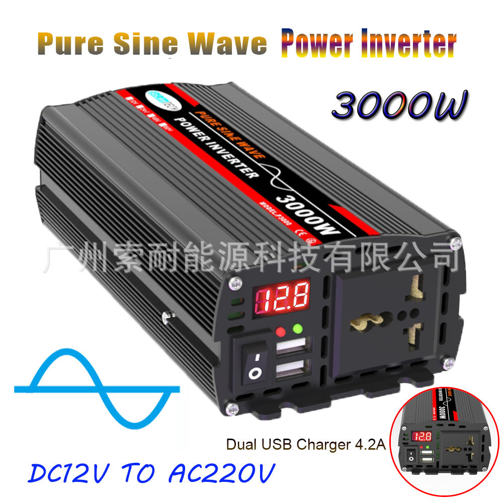 New Product12V Turn AC220V Sine Wave Inverter500W/800W/1000W/1300W 2个4.2A USB