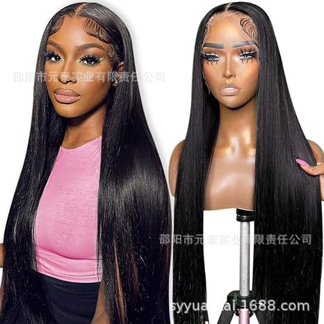 Cross-border European and American Wigs wigs Front Lace Wig13*4Large Lace Long Straight Hair Synthetic Hair Wig for Women Black