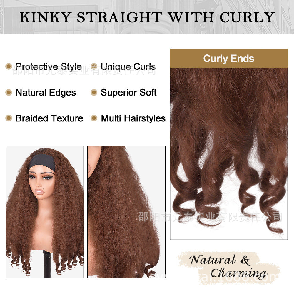 Africa Afro YAKI curly Ribbon Hair Band Curly Hair Chemical Fiber Wig headband wigs