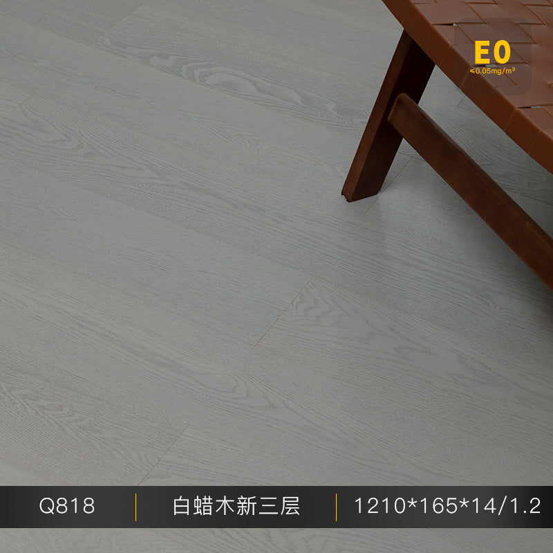1.2mm White Ash Natural Wood Veneer New Three-Layer Solid Wood Composite Floor Heating Home Eco-Friendly Flooring Package Installation for Entry