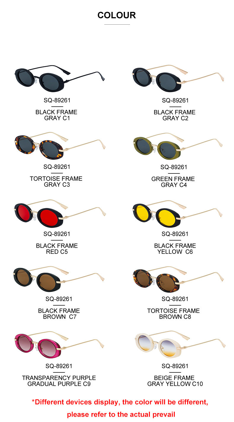 2025New European and American Fashion Oval Small Frame Sunglasses for Women, Trendy Personality Sun Protection Sunglasses Wholesale