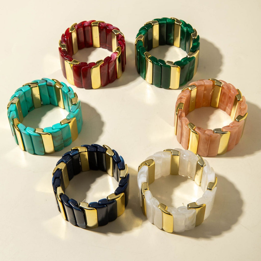 European and American Fashion Accessories ins Retro Style Wide Acrylic Bracelet Wholesale of Exaggerated Color Block Bracelets