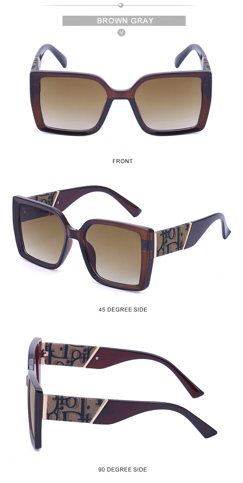 New Fashion Large Frame UV Protection Sunglasses for Women Square Frame Sunglasses European and American Style Glasses